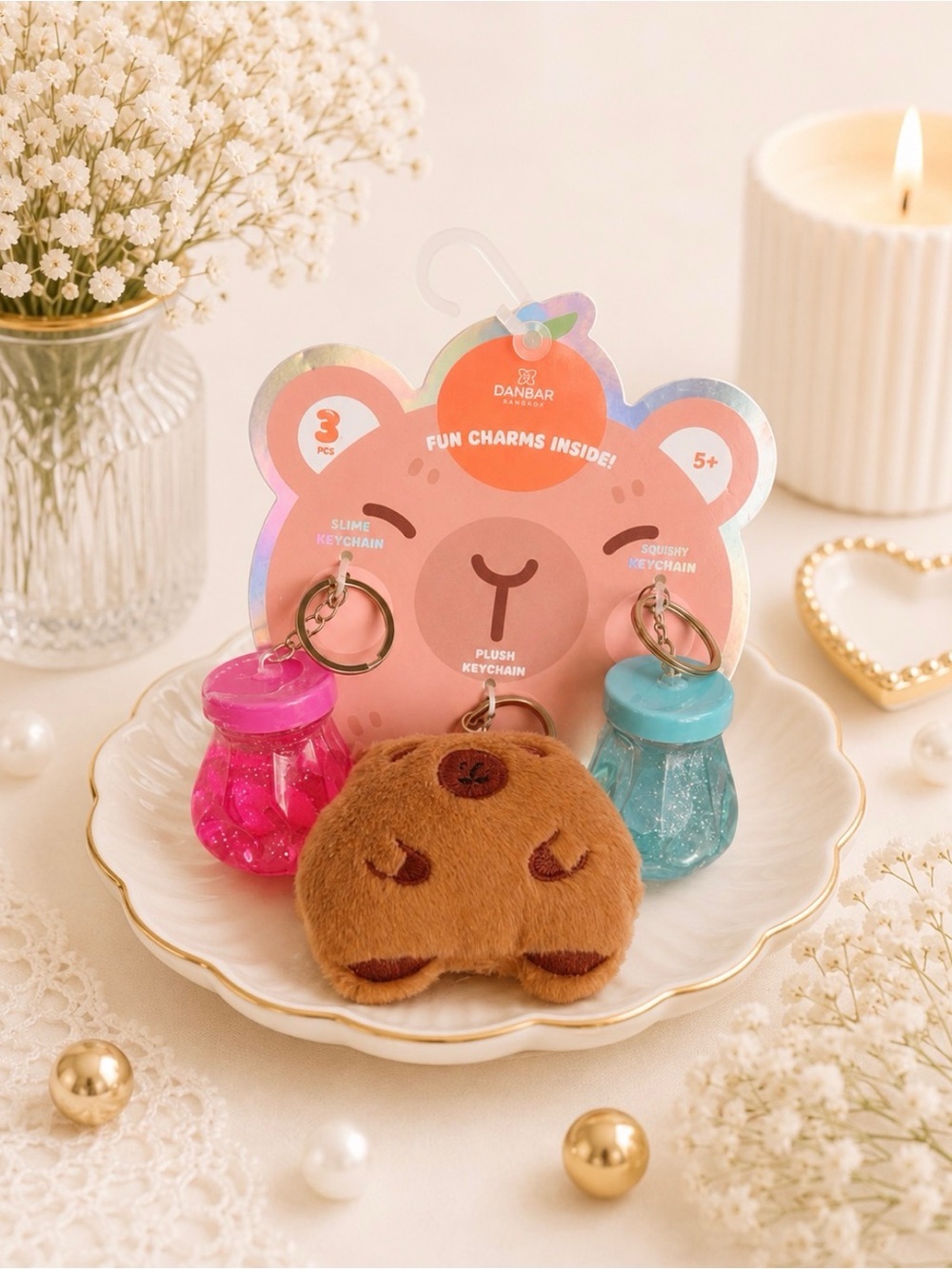 Set of 3 Capybara Charm Keychains